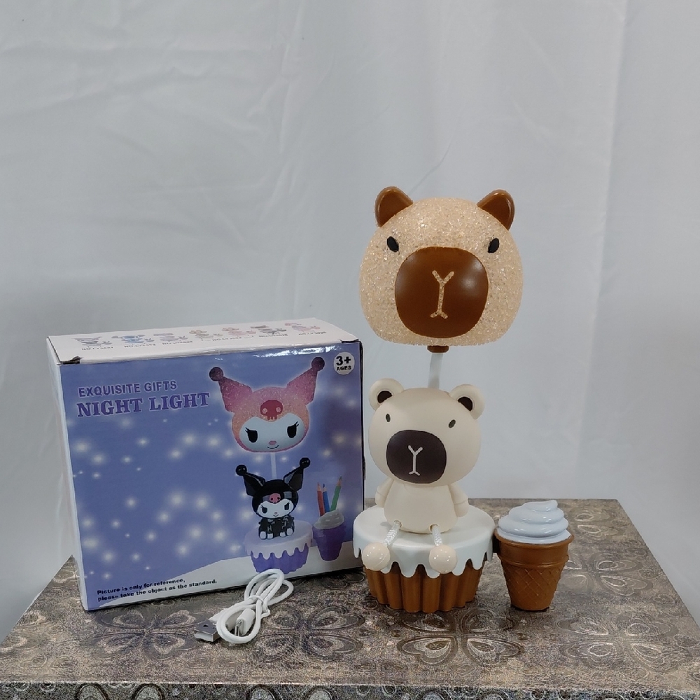 Capybara Night Light with Cupcake Base